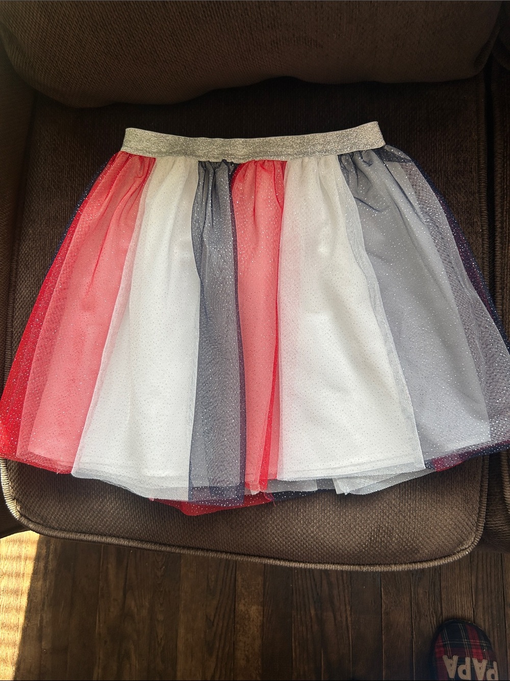 Cat & Jack Red, White and Gray Sparkle Tulle Skirt